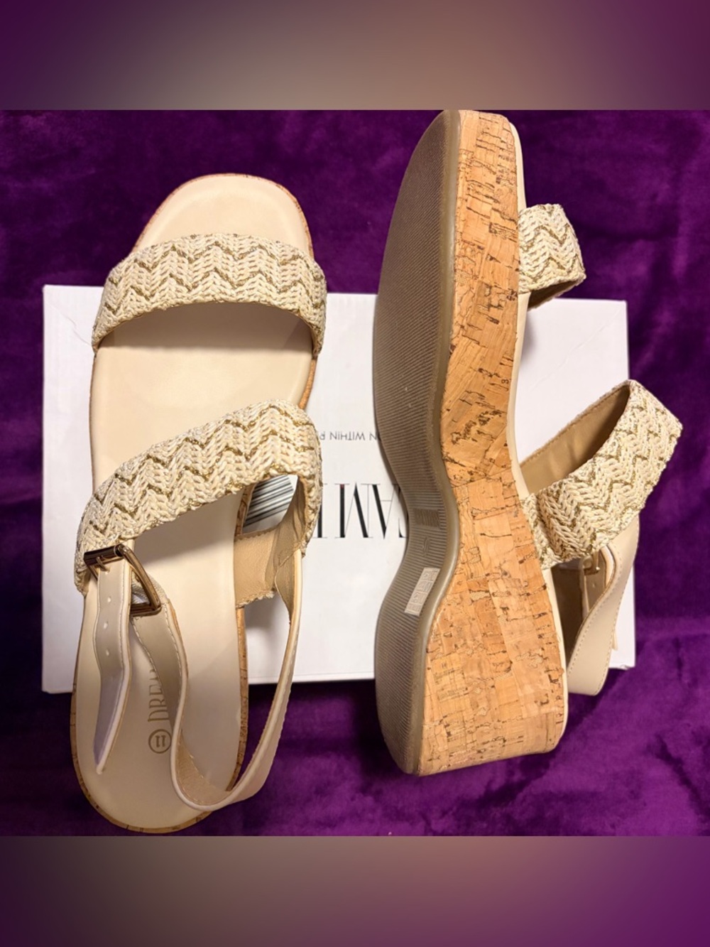 Dream Pairs Beige Raffia Wedge Sandals